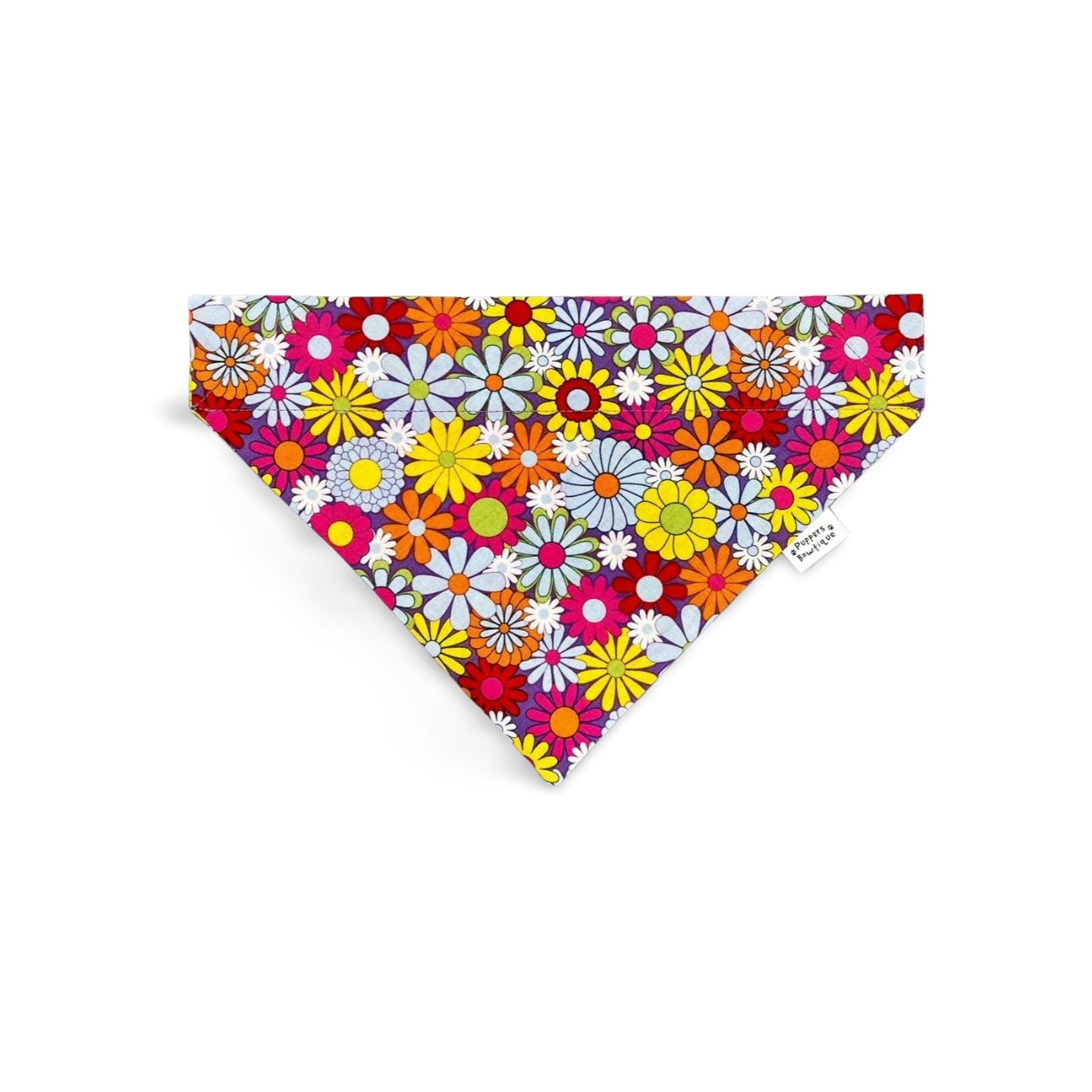 Over the Collar Multicolor Retro Flowers Dog Bandana - Puppers Bowtique