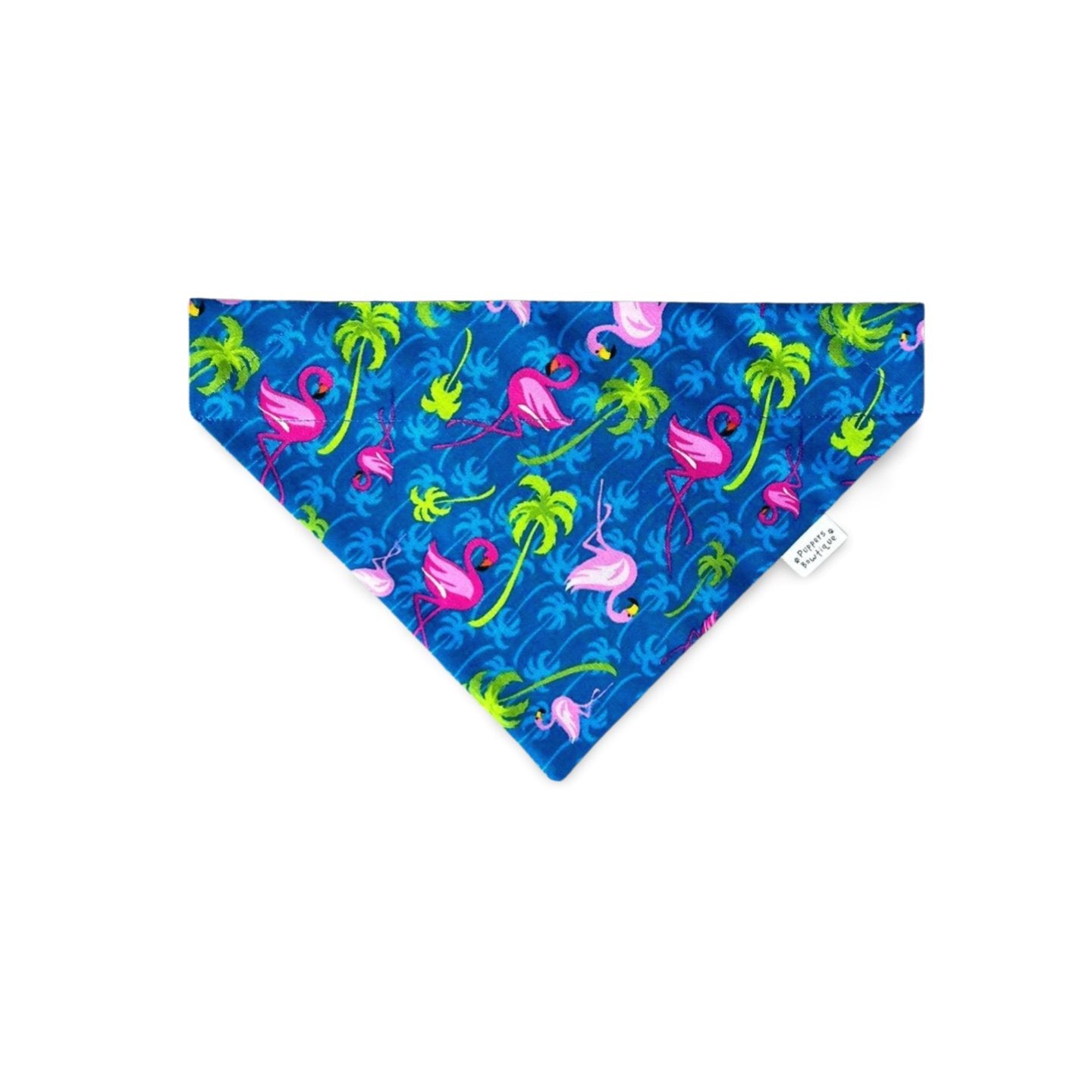 Over the Collar Vibrant Flamingos & Palm Trees Dog Bandana - Puppers Bowtique