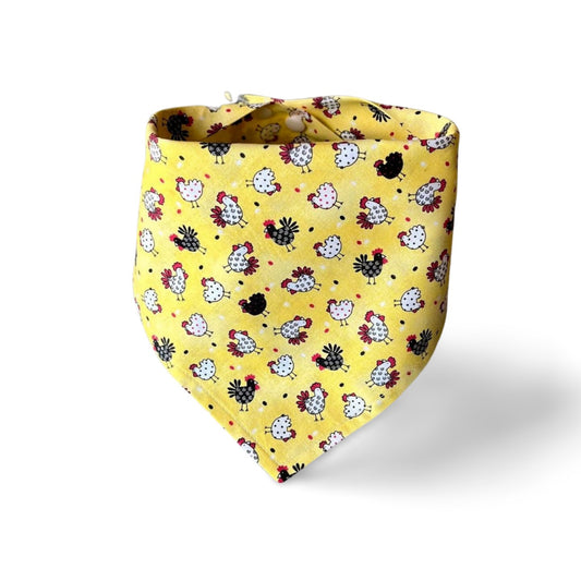 Snap On Patterned Chickens Dog Bandana - Puppers Bowtique