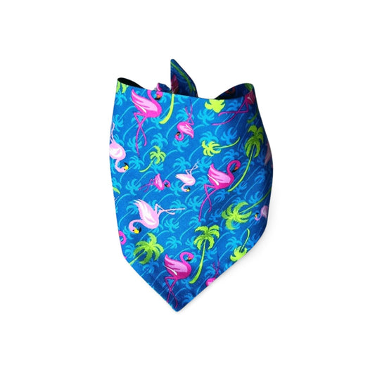 Snap On Vibrant Flamingos & Palm Trees Summer Dog Bandana - Puppers Bowtique